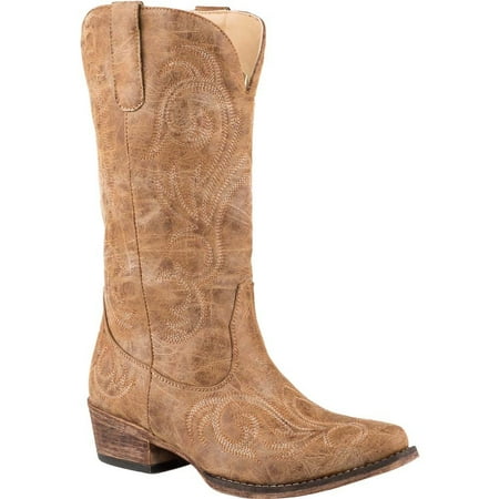 Roper Womens Riley Round Toe Boots Mid Calf Low Heel 1-2