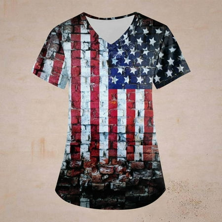 Patriot Special! HIMIWAY Shirt for Women Patriot Print Plus Size Retro Patriot Printed Scrub Working Uniform Tops For Women Cross V-Neck Short Sleeve Fun T-Shirts Workwear Tee With Pockets Black XXXXL
Patriot Special! HIMIWAY Shirt for Women Patriot Print Plus Size Retro Patriot Printed Scrub Working Uniform Tops For Women Cross V-Neck Short Sleeve Fun T-Shirts Workwear Tee With Pockets Black XXXXL