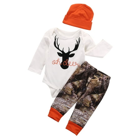 Three Piece Newborn Baby’s Clothes Cartoon Antlers Long Sleeve Jumpsuit Personality Print Long Pants with Hat
Three Piece Newborn Baby’s Clothes Cartoon Antlers Long Sleeve Jumpsuit Personality Print Long Pants with Hat