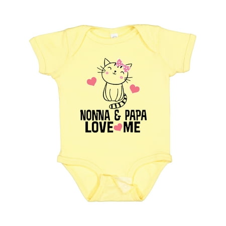Inktastic Nonna and Papa Love Me Grandchild Kitty Gift Baby Girl Bodysuit