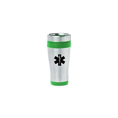 Green 16oz Insulated Stainless Steel Travel Mug Z750 Star of Life EMT MIP
