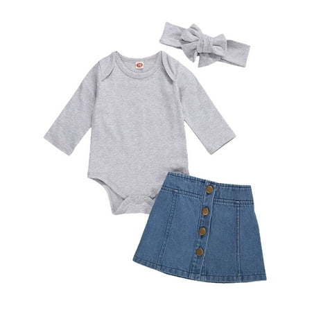 Suanret Kids Baby Girls 3Pcs Set Solid Color Romper Denim Skirt Headband Sets
Suanret Kids Baby Girls 3Pcs Set Solid Color Romper Denim Skirt Headband Sets