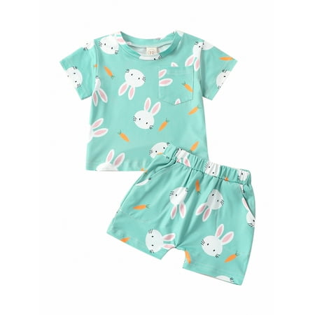 Arvbitana Baby Girls Boys Easter Outfits Bunny Carrot Print Short Sleeve T-shirt Tops + Shorts Newborn Clothes Set Summer Suit 2Pcs 0-24M
Arvbitana Baby Girls Boys Easter Outfits Bunny Carrot Print Short Sleeve T-shirt Tops + Shorts Newborn Clothes Set Summer Suit 2Pcs 0-24M