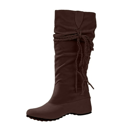 jsaierl Women Fashion Over The Knee Boots Pointed Toe Warm Snow Boots