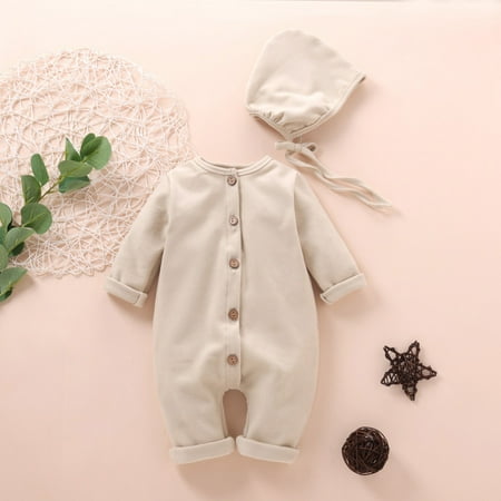 Hunpta Newborn Infant Baby Boys Girls Solid Single Breasted Romper Jumpsuit+Hat Outfits
Hunpta Newborn Infant Baby Boys Girls Solid Single Breasted Romper Jumpsuit+Hat Outfits