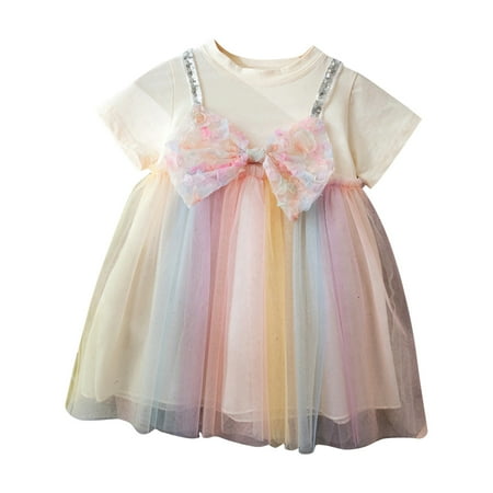 Toddler Girls Short Sleeves Bowknot Tulle Rainbow Dress Dance Party Princess Dresses Clothes For 4-5 Years
Toddler Girls Short Sleeves Bowknot Tulle Rainbow Dress Dance Party Princess Dresses Clothes For 4-5 Years
