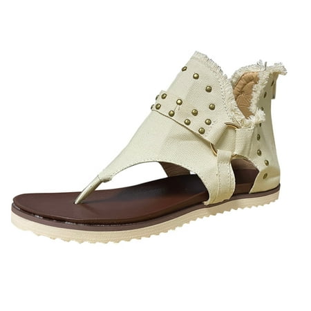 Womens Sandals Summer Women Ladies Flat Jean Nail Deco Sandals Casual Buckle Zip Up Shoes Women S Sandals Canvas Beige 40
Womens Sandals Summer Women Ladies Flat Jean Nail Deco Sandals Casual Buckle Zip Up Shoes Women S Sandals Canvas Beige 40