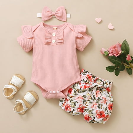 Tejiojio Girls and Toddlers Soft Cotton Clearance Toddler Baby Girls Ruffle Romper Bodysuit+Floral Print Shorts Headbands Outfits
Tejiojio Girls and Toddlers Soft Cotton Clearance Toddler Baby Girls Ruffle Romper Bodysuit+Floral Print Shorts Headbands Outfits