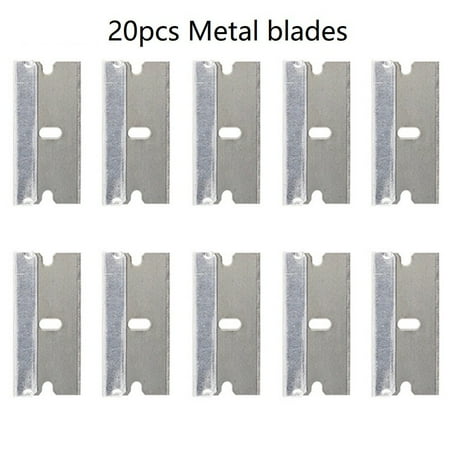QXKE Razor Scraper Edged Sticker Removal Tool with 5pc Metal Blade + 5pc Plastic Blade