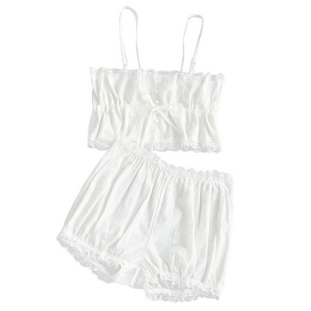 EHTMSAK Womens Sexy Cami Crop Top Shorts Pj Set Nightwear Lingerie Lace 2 Piece Sleepwear Pajamas Set Loungewear White L
EHTMSAK Womens Sexy Cami Crop Top Shorts Pj Set Nightwear Lingerie Lace 2 Piece Sleepwear Pajamas Set Loungewear White L