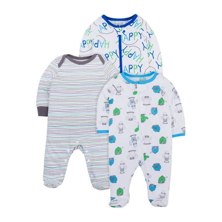Little Star Organic Baby Boy 3Pk Sleep n Play Size NB-9M