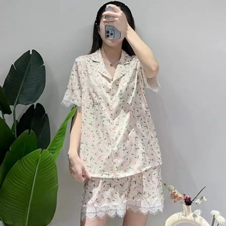PIKADINGNIS Printing summer WAVMIT Short Sleeve Silk Pajamas Set Two Pieces Set Women Sleepwear Sexy Nightwear for Women Sleeping set
PIKADINGNIS Printing summer WAVMIT Short Sleeve Silk Pajamas Set Two Pieces Set Women Sleepwear Sexy Nightwear for Women Sleeping set