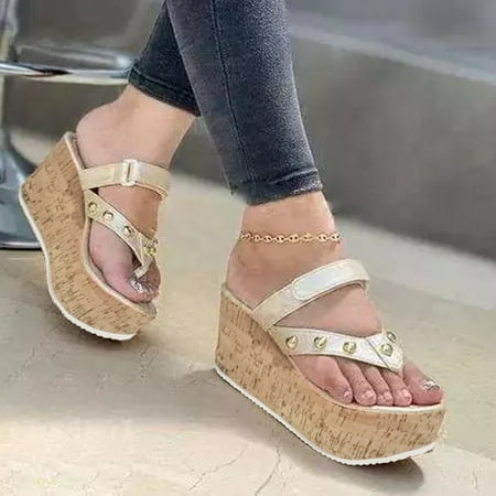 Ladies Slippers Fashion Women Casual Shoes Breathable Wedge Heel Outdoor Leisure Slippers Women s Shoes Gold Size 6.5
Ladies Slippers Fashion Women Casual Shoes Breathable Wedge Heel Outdoor Leisure Slippers Women s Shoes Gold Size 6.5
