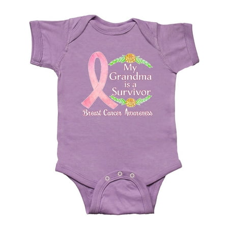 Inktastic My Grandma is a Survivor Breast Cancer Awareness Gift Baby Boy or Baby Girl Bodysuit