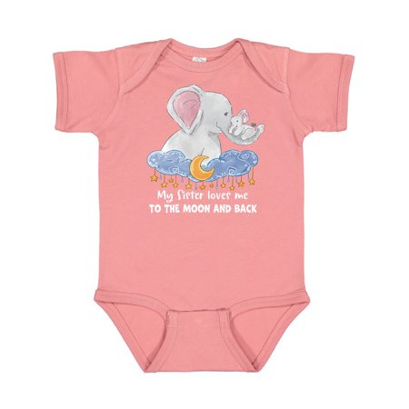 Inktastic My Sister Loves me to the Moon and Back Elephant Family Gift Baby Boy or Baby Girl Bodysuit
Inktastic My Sister Loves me to the Moon and Back Elephant Family Gift Baby Boy or Baby Girl Bodysuit
