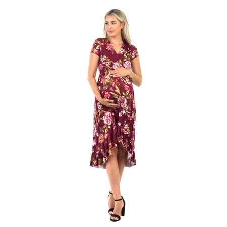 Women s Maternity Shortsleeve Faux Wrap Dress