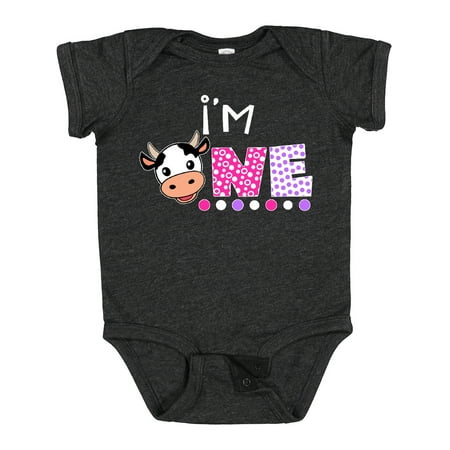 Inktastic I m 1 Cute Cow and Polka Dots Gift Baby Boy or Baby Girl Bodysuit