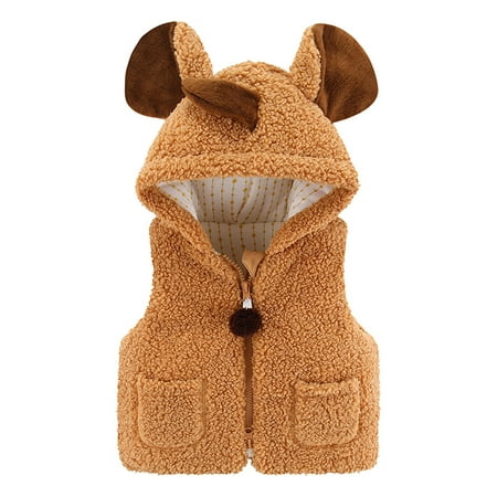 BIZIZA Vest for Infant Ears Sleeveless Tops Solid Color Zip Up Hooded Fleece 6M-4Y Chlid Baby Brown 73
BIZIZA Vest for Infant Ears Sleeveless Tops Solid Color Zip Up Hooded Fleece 6M-4Y Chlid Baby Brown 73