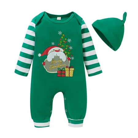 KIMI BEAR 0-3 Months Baby Boys Romper Outfits Newborn Boys Fall Winter Clothes Christmas Santa Print Round Neck Stripe Long Sleeve Jumpsuit Hat 2PCs Set Green
KIMI BEAR 0-3 Months Baby Boys Romper Outfits Newborn Boys Fall Winter Clothes Christmas Santa Print Round Neck Stripe Long Sleeve Jumpsuit Hat 2PCs Set Green