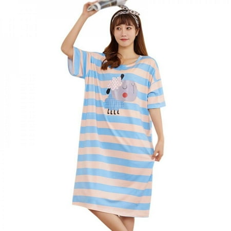 Sonbest Night Dress Women Sleepwear Short Sleeve pajamas Loose Dress Stripe Print Women s Summer Dress Sky Blue XXL
Sonbest Night Dress Women Sleepwear Short Sleeve pajamas Loose Dress Stripe Print Women s Summer Dress Sky Blue XXL