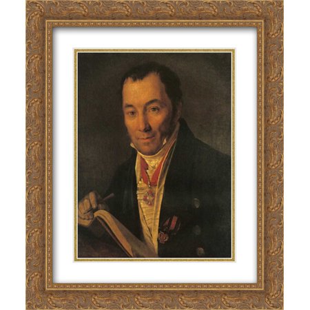 Alexey Venetsianov 2x Matted 20x24 Gold Ornate Framed Art Print 'Portrait of P.V. Havskoy'