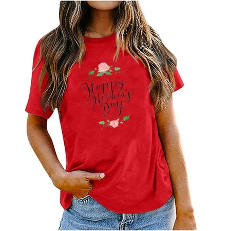 Womens Clearance Short Sleeve Blouse Ladies Tops And Blouses Women s Fashion Round Neck Short Sleeve Mother s Day Print Tops Ladies Tops And Blouses Red M
Womens Clearance Short Sleeve Blouse Ladies Tops And Blouses Women s Fashion Round Neck Short Sleeve Mother s Day Print Tops Ladies Tops And Blouses Red M