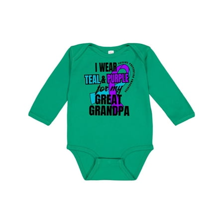 Inktastic Suicide Prevention I Wear Teal and Purple For My Great Grandpa Gift Baby Boy or Baby Girl Long Sleeve Bodysuit
Inktastic Suicide Prevention I Wear Teal and Purple For My Great Grandpa Gift Baby Boy or Baby Girl Long Sleeve Bodysuit