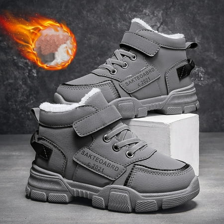 Boys Girls Snow Boots Winter Slip Resistant Wear-Resistant Anti-Collision Cotton Shoes Plush Sports Casual Shoes