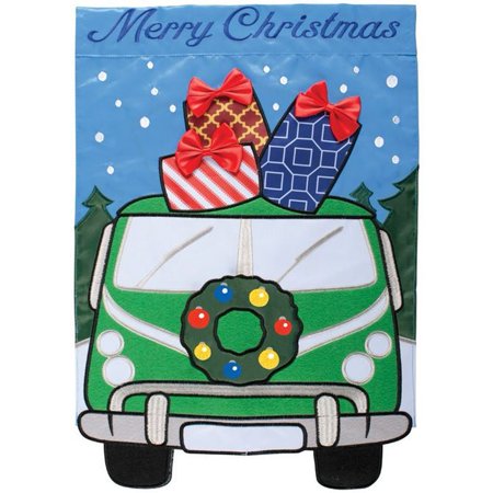 Carson Applique Garden Flag - Christmas Van