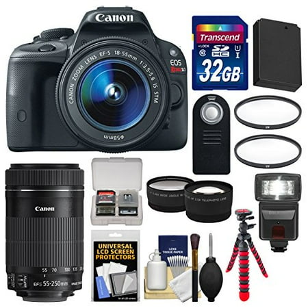 Canon EOS Rebel SL1 Digital SLR Camera & EF-S 18-55mm IS with 55-250mm IS STM Lens + 32GB Card + Flash + Battery + Tripod + Tele\/Wide Lens Kit Canon EOS Rebel SL1 Digital SLR Camera & EF-S 18-55mm IS with 55-250mm IS STM Lens + 32GB Card + Flash + Battery + Tripod + Tele\/Wide Lens Kit