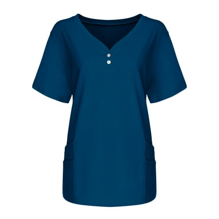 Alrise Blue Summer Plus Size Scrubs Top for Women Solid Color Short Sleeve T-Shirt V-Neck Pockets Workwear Blouse Medium
Alrise Blue Summer Plus Size Scrubs Top for Women Solid Color Short Sleeve T-Shirt V-Neck Pockets Workwear Blouse Medium