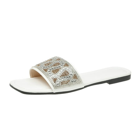 Daznico Womens Sandals Ladies Summer Leather Rhinestone Decorated Square Toe Open Toe Flat Slippers ( White 9 )
Daznico Womens Sandals Ladies Summer Leather Rhinestone Decorated Square Toe Open Toe Flat Slippers ( White 9 )