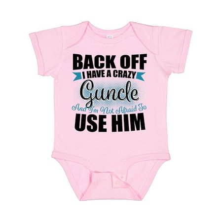 Inktastic Back off I Have a Crazy Guncle and I m Not Afraid to Use Him Gift Baby Boy or Baby Girl Bodysuit
Inktastic Back off I Have a Crazy Guncle and I m Not Afraid to Use Him Gift Baby Boy or Baby Girl Bodysuit