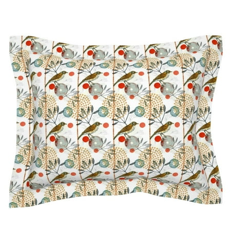 Birds And Botanicals Dots Circles Geo Creativebug Nature Pillow Sham by Roostery