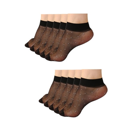 Allegra K Women s Dots Pattern Ankle Length Stretchy Sheer Socks