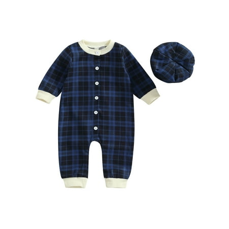 Karuedoo Infant Baby Girl Boy Fall Winter Long Sleeve Plaid Print Button Down Romper+Hat Outfits Blue 0-6 Months
Karuedoo Infant Baby Girl Boy Fall Winter Long Sleeve Plaid Print Button Down Romper+Hat Outfits Blue 0-6 Months