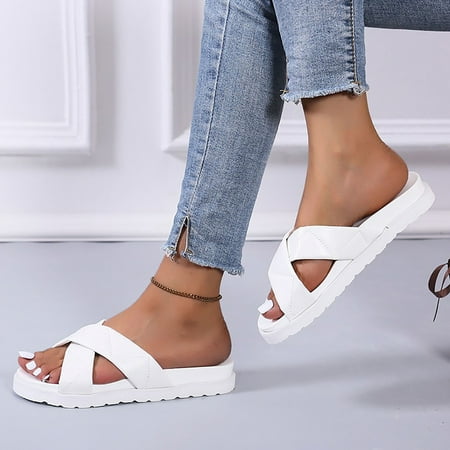 ZHELIYO Women s sandals Women S Outer Thick Bottom Sandals Fashion Flat Bottom Color And Solid Color Women S Slippers White 8
ZHELIYO Women s sandals Women S Outer Thick Bottom Sandals Fashion Flat Bottom Color And Solid Color Women S Slippers White 8