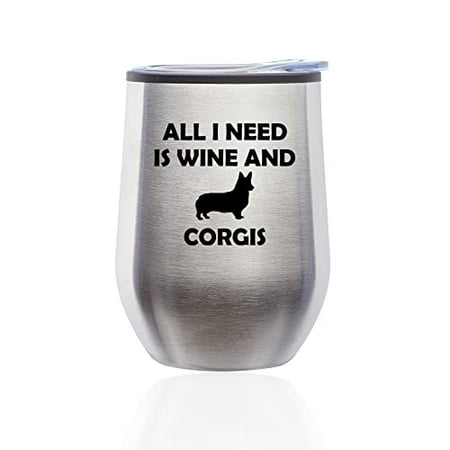 Stemless Wine Tumbler Coffee Travel Mug Glass with Lid All I Need Is Wine And Corgis Funny (Silver)
Stemless Wine Tumbler Coffee Travel Mug Glass with Lid All I Need Is Wine And Corgis Funny (Silver)