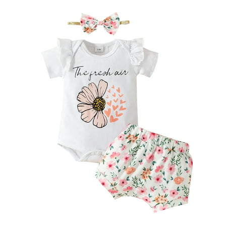 allshope 3Pcs Baby Girls Shorts Set Flower Print Short Sleeve Romper with Shorts and Hairband Summer Outfit
allshope 3Pcs Baby Girls Shorts Set Flower Print Short Sleeve Romper with Shorts and Hairband Summer Outfit