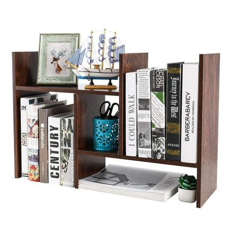 PAG Adjustable Desktop Shelf Wood Small Bookshelf Desk Supplies Organizers and Accessories Storage D