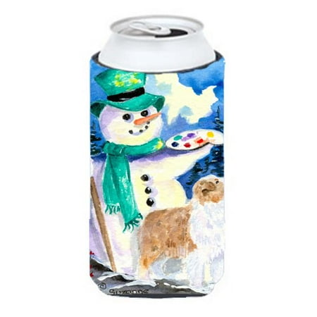 Snowman With Australian Shepherd Tall Boy bottle sleeve Hugger
