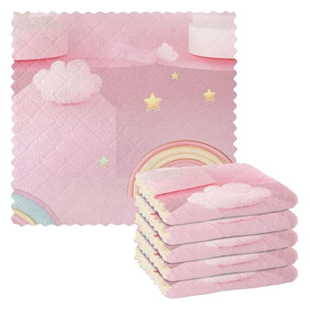 6 Pack Kitchen Dish Towels 11 Inch x 11 Inch Reusable Cleaning Cloths for Washing Dishes Dish Cloths for Drying Dishes Pink A Rainbow and Stars
6 Pack Kitchen Dish Towels 11 Inch x 11 Inch Reusable Cleaning Cloths for Washing Dishes Dish Cloths for Drying Dishes Pink A Rainbow and Stars