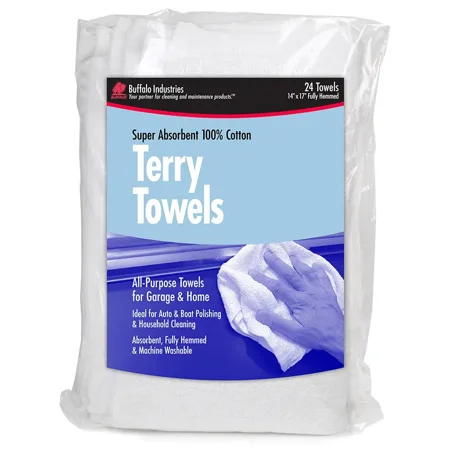 14 x 17 Buffalo Industries 60221 White Terry Towel 24-Pack