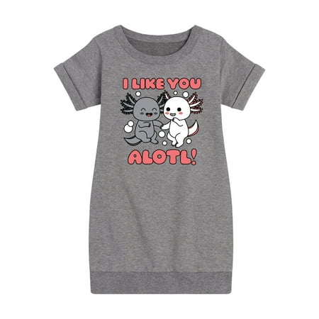 Instant Message - I Like You Alotl - Toddler And Youth Girls Fleece Dress