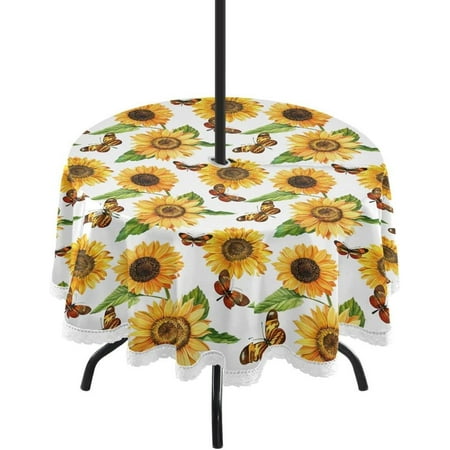 Hyjoy 60 Sunflower Outdoor Tablecloth with Umbrella Hole and Zipper Waterproof Round Tablecloth for Party Patio Picnic Holiday Dinner Summer
Hyjoy 60 Sunflower Outdoor Tablecloth with Umbrella Hole and Zipper Waterproof Round Tablecloth for Party Patio Picnic Holiday Dinner Summer