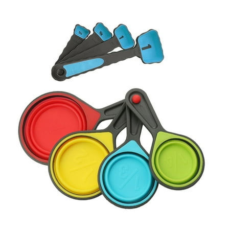 8pcs Collapsible Portable Silicone Measuring Cups and Spoons Set Kitchen Measuring Tool for Liquid Dry Measuring (Blue)
8pcs Collapsible Portable Silicone Measuring Cups and Spoons Set Kitchen Measuring Tool for Liquid Dry Measuring (Blue)
