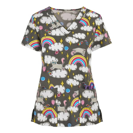 Nurse Shirts for Women Trendy Cute Print Vneck Short Sleeve Scrub Tops Summer Loose Fit Pocket Workwear Tee
Nurse Shirts for Women Trendy Cute Print Vneck Short Sleeve Scrub Tops Summer Loose Fit Pocket Workwear Tee