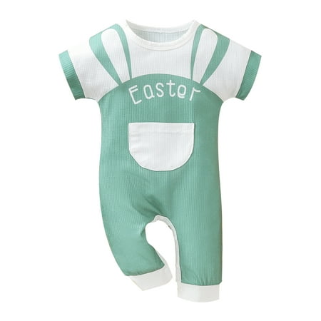 Ma&Baby Baby Baby Boy Girls Easter Outfit Infant Short Sleeve Romper Summer Jumpsuit