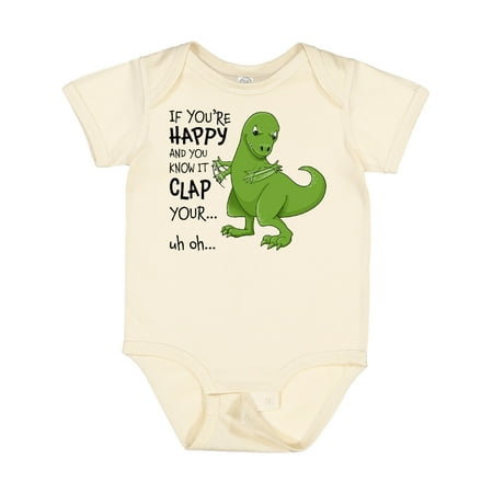Inktastic T-Rex Can t Clap Gift Baby Boy or Baby Girl Bodysuit