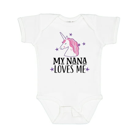 Inktastic My Nana Loves Me Unicorn Gift Baby Girl Bodysuit